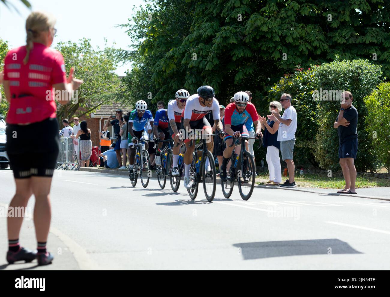 Das 2022 Commonwealth Games Radrennen für Männer, Hampton-on-the-Hill Village, Warwickshire,`s Stockfoto